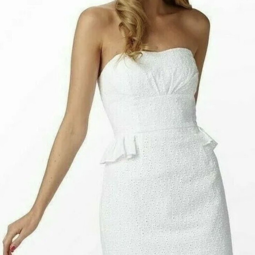Lilly Pulitzer White Strapless Peplum Dress